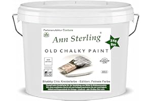 XL 3Kg. Ann Sterling Kreidefarbe Shabby Chic Farbe: Chalky White/Weiß 3Kg. Lack Chalky Paint