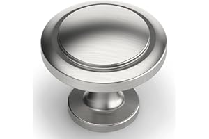 Amerdeco Lot de 20 Boutons de Meuble Cuisine Rond en Alliage de Zinc - Poignées pour Porte Placard Nickel Brossé