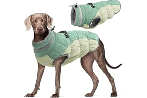 Kuoser Manteau Imperméable pour Chien, Veste d'hiver Chaude pour Chien Coupe-Vent, Gilet Réfléchissant Doublure en Polaire et Col en Fourrure, Vêtements d'Extérieur pour Chiot avec Anneau en D