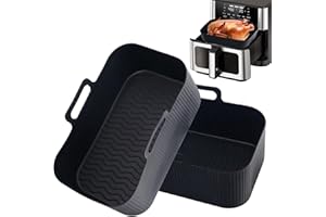 QOEOTUY 2 Pezzi Accessori Friggitrice ad Aria：Riutilizzabile Teglia Silicone Friggitrice ad Aria Teglia per Airfryer - Alta Capacità Teglie in Silicone per Friggitrice ad Aria