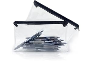 OBYJCA 2 Pcs Clear Pencil Case for Exams, Transparent See Through Exam Pencil Case Clear with Zipperfor Girls Boys Exams Stationary (PVC)