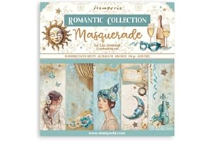 Stamperia - Scrapbook Paper Pad for Scrapbooking, Albums, Card Making, Bullet Journalling and More, Acid Free, Double-Sided, Perfect for Hobbies, Crafts, and Gifting (Masquerade) (20.3 x 20.3cm)