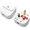 Hoembpn UK 3 Pin Plug 13A Fused Mains Plugs with Switch and LED Replacement Electric Plug 250V UK Safety Heavy Duty Power Plugs for Home and Workplaces,2 Pack
