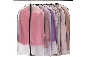 Niviy Housses de Vêtements, Anti Poussière Etanche Mite Humidité,Housses de Protection Zip Semi Transparentes pour Chemise Costumes/Manteaux, 6pcs 60 * 100cm (Noir)