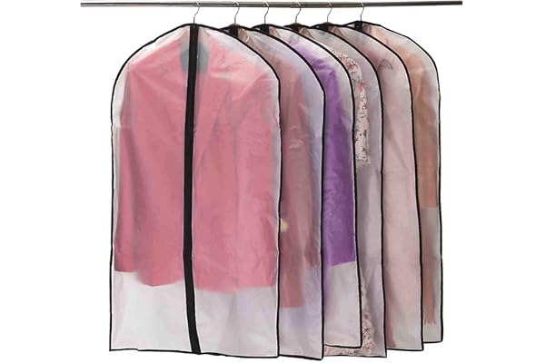 Niviy Housses de Vêtements, Anti Poussière Etanche Mite Humidité,Housses de Protection Zip Semi Transparentes pour Chemise Costumes/Manteaux, 6pcs 60 * 100cm (Noir)