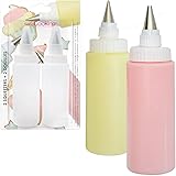 ScrapCooking 5165-2 flaconi squeezers + boccole da 185 ml, bottiglia da pasticceria, per gelati, torte, biscotti, frollini, d
