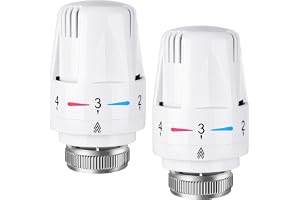 Flintronic 2 st termostatisk kylarventilhuvud, radiatortermostatventil | M30 x 1,5 TRV ersättningshuvud, automatisk temperaturkontroll värmesystem, universal för hemmakontor