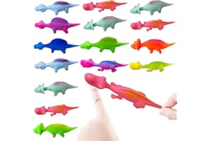 FEXPDL Slingshot Dinosaur Finger Toys 15 Pack Dinosaur Finger Slingshots Rubber Flicking Dinosaur Slingshot Dinosaurs Gifts for Boys Girls Age 3+ (Random Color)