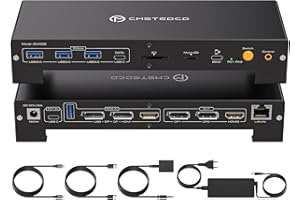 CMSTEDCD USB C KVM Docking Station pour Laptop Desktop 100W PD 4K60Hz HDMI Displayport Conmutador KVM 2 PC 3 Moniteurs 16-in-1, 1000Mbps Ethernet, 3xUSB 3.0, USB-C, 65W PD, Slot pour Carte SD