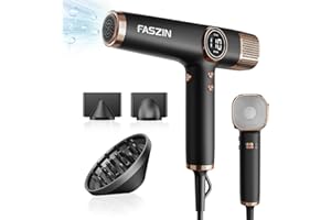 ‎FASZIN Faszin Haartrockner Leichter Föhn mit 110.000 RPM bürstenlosem Motor für Schnelles Trocknen, 200 Millionen Ionen fön, Wenig Lärm, LED-Anzeige, 3 Magnetdüse für Zuhause, Salon (Rosa)