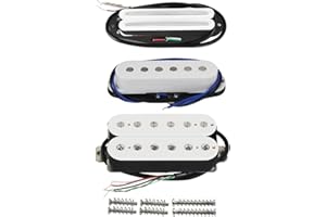 FLEOR Vintage Alnik 5 SSH - Pastilla para guitarra doble y monocromo y humbucker (5 unidades, incluye pastilla para cuello, centro/puente), color blanco