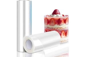 ‎RETOO Retoo Folia Cake Edge Folia o wysokości 16 cm do stabilizacji dekoracji Folia octanowa Kołnierze Rolka do dekoracji ciast Mus czekoladowy Krążki deserowe Ciasto Przezroczysta folia plastikowa