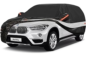 Holthly Bâche Voiture SUV Extérieur à 10 Couches, Housse Protection Voiture 100% Étanche Anti UV Soleil, Bâche pour 4x4 Renault Duster Kadjar Austral, Peugeot 3008,Audi Q3, BMW X1 etc. C10 Noir