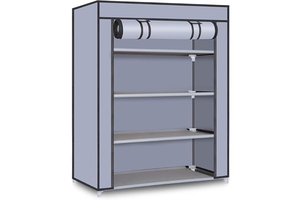 Ebee Store Plastic Collapsible Shoe Stand (Grey, 4 Shelves)