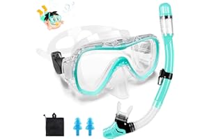 Zikenis Occhialini da sub per bambini,4-16 anni muta da snorkeling per bambini,180° panoramici HD con tubo di respirazione asciutto,occhialini da nuoto etro temperato,per Immersioni e Nuoto