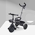 R for Rabbit Tiny Toes T20 Plus Tricycle for Kids with Rubber Wheels, Adjustable Parental Control, Seat Belt & Storage Basket | Baby Trike Cycle for 1.5 to 5 Year, Upto 25 Kg Boy & Girl (Black)