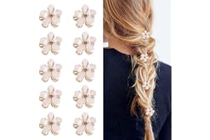ZILZUFA 10 Pcs Petites pinces à cheveux fleur, mini diamant Perle fleur petite accessoires de cheveux pour femmes filles fête d'anniversaire mariage célébration Photo mignon Barrettes plage