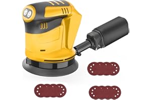 SQUAELTIRS Cordless Random Orbital Sander,Compatible with Dewalt 20V Battery,Electric Orbital Sander with 12PCs Sanding Sheets,3 Variable Speeds,Ideal for DIY, Sanding Down & Finishing Wood (No Battery)