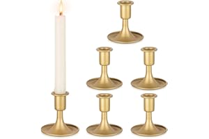 Inweder Porta Candele Oro Candelabro in Metallo: Set di 6 Portacandele Vintage Candeliere in Ottone per Centrotavola Matrimonio Natale Decor per la Casa
