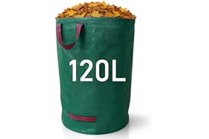 Zopper Garden Waste Bags Heavy Duty with Plastic Hoop Reusable Polypropylene Sacks Waterproof Garden Rubbish Bags (120L)