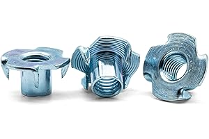 Hippo Hardware M6 (6mm X 15mm) Four Pronged T Nuts Threaded Inserts Steel Captive for Wood Furniture (Pack of 10)
