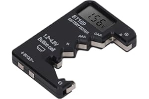 Dpofirs Testeur de Batterie, Testeur de Batterie Universel Petit Testeur de Batterie pour Batterie C, AA, AAA, D, N, 9V, 6F22 1.5V 3V Pile Bouton, Testeur de Batterie (Le noir)