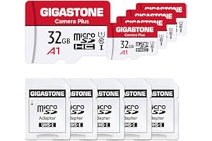 GIGASTONE 32GB Tarjeta de Memoria Micro SD, Paquete de 5, Camera Plus, Compatible con Nintendo Switch, Alta Velocidad 90 MB/s, Grabación de Video Full HD, Micro SDHC UHS-I A1 Class 10, con Adaptador