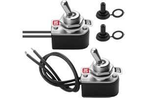 UNIKEEN Interruptor 12V, 2 Piezas SPST Interruptor Basculante 2 Pin 2 Posiciones Conmutador de Palanca 6A 250V 15A 220V Interruptores de Palanca ON/Off Con Tapa Impermeable para Coche Vehiculo Camper