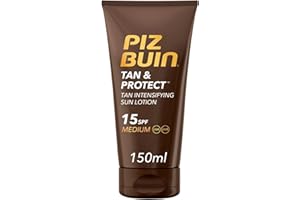 Piz Buin Tan & Protect Tan Intensyfying Sun Lotion (1x150 ml), bronceador solar con SPF15 y filtros UVA/UVB, acelerador bronceado con Illumitone, protector solar no graso