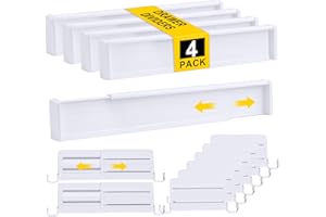 Gigmeta 4er Set Kunststoff Schubladentrenner für Innenlänge 34–59cm & Höhe＞7cm Schubladen, Verstellbar Schubladentrenner für Kleiderschrank, Schlafzimmer, Kommode, Küche, Büro