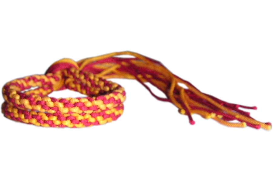 RED & YELLOW DUO MUAY THAI KICKBOXING RING FIGHTERS TRADITIONAL PRAJIOUD PRAJEAT ARM BANDS (PAIR)