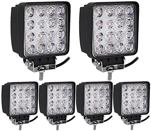 6 X Foco de Trabajo LED de Luz 48W, 12V 24V CC. Lámpara LED de Trabajo Offroad Eje Jeep Coche Mining ATV 4WD Todo Barco