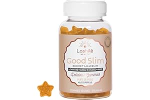 Lashilé Beauty - Complément Alimentaire - Brûle-Graisse Puissant & Silhouette - Aide à la Perte de Poids - Good Slim - Made in France - L-Carnitine, Maté, Vitamines C & B6 - Cure 1 Mois 60 Gummies