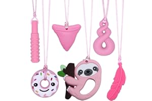 HOAISUN Chew Necklace for Sensory Boys and Girls 6 Pack, Oral Motor Chewy Teethers for Children with Autism, ADHD, Biting Needs, Sensory Chew Toys for Autistic Kids