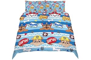 Paw Patrol Peek Boys Double Duvet Cover | Reversible Two Sided Design | Kids Bedding Set Includes Matching Pillow Cases