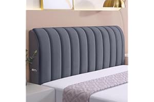 Hearda Velvet Elastic Bed Headboard Cover, Stripes All-inclusive Dustproof Protector Cover, Soft Comfortable Headboard Slipcover Fluffy Head Cover For Bedroom Decor (150cm,Gray)