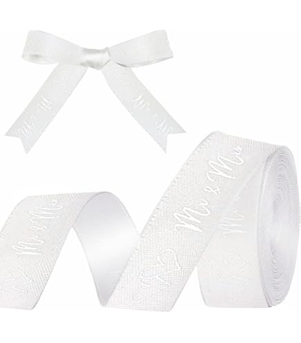 Hochzeitsband Mr & Mrs - Eukalyptus Schleifenband 4,5m Goldprägung