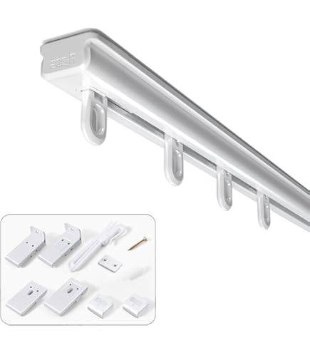 Plafondgordijnrails Voor Zware Gordijnen, Wandmontage Gordijnrail Met Stille Rollers, 1/2/3/4/5/6/7/8/9/10/12/15 m Aluminium Gordijnrails Met Lopers Voor Rumscheiders, Wit(1m