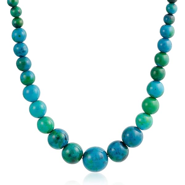 Collana Lunga Etnica Con Perline Di Vetro Rosse E Nappa Di Seta - Turchese - Lunghezza 88 Cm - Avalaya