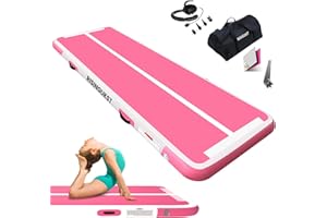RISINGUKST Air Gymnastics Track Tumbling Mat Inflatable, 6.6ft 10ft 13ft 16ft 20ft Training Mats 4/6/8 Inch Thickness