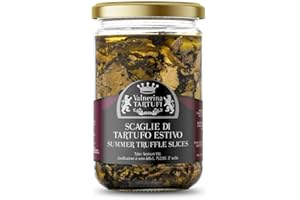 Valnerina Tartufi Tartufo Nero Estivo a Scaglie | Tartufo a Fette, Lamelle, Carpaccio | Naturale, Artigianale e Italiano conservato in Olio EVO Extra Vergine di Oliva | Vasetto 250 gr.