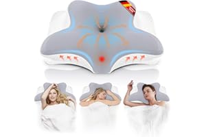 NVKHG Memory Foam Kissen Nackenkissen Kopfkissen, Memory Foam Pillow Ergonomisches Kopfkissen für Seiten, Rücken & Bauchschläfer zur Verbesserung der Schlafqualität, 63x41x13/11cm, Grau