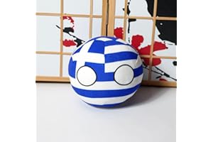 JUNZIWING Polandball Countryball Plush Doll, Cosplay Ukraine Spain Portugal Poland Ball Stuffed Toy Pendant Mini Pillow, For Anime Fan Greece