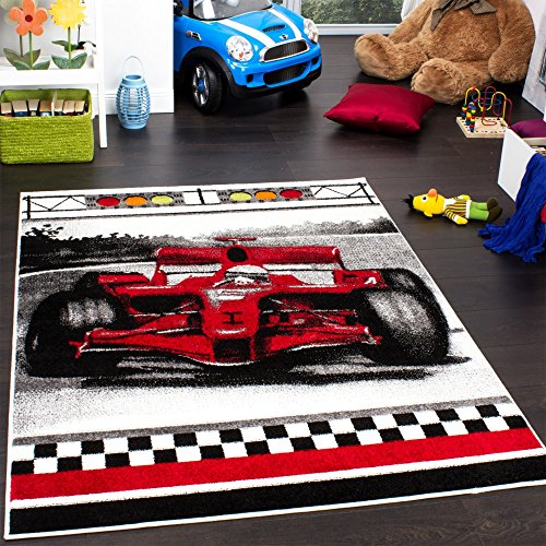 Kids' Rug - Boys - Play Carpet - Racing Car - Red, Size:80x150 cm