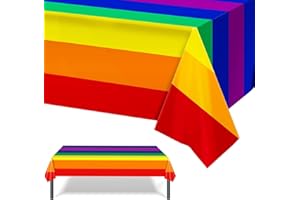 NOJGAC Rainbow Table Cloth, Pride Accessories Party Rainbow Tablecloths Gay Pride Rectangular Table Cloth Rainbow Party Disposable Plastic Table Cloth, Rainbow Table Cloth Party Summer Beach Party Supplies