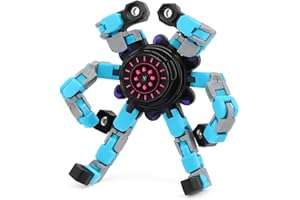 Ranzah Sensory Fidget Hand Spinner ADHD Stress Relief Transformable Robot Fingertip Fun Creative Travel Toy for Kids Teens Adults Mechanical Gyro Birthday Gift (Blue)