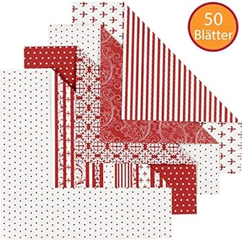 Yookreativ Origami Papier 15x15 Cm 50 Blatt Mit 4 Designs Origami Papier Weihnachten Faltblätter Weihnachten 15 X 15 Cm