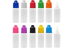 XIAONAN 5 Pack x 20ml LDPE Plastikware Leere Squeezable Dropper Flaschen mit Spitzen Abdeckung Bottles + Trichter von ShellyMall (Flaschen + Mischfarbe Abdeckung + Spitzen)