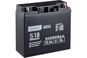 Accurat Supply AGM Solarbatterie S18-12V, 18Ah, 30% mehr Kapazität, zyklenfest- VRLA Versorgungsbatterie, Aufbaubatterie Wohnmobil, Wohnwagen Batterie, Bootsbatterie, Bleiakku für Camping