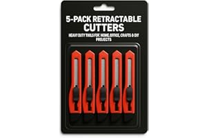 LITENGO 5-Pack Retractable Cutters – Heavy Duty Tools for Home, Office, Crafts & DIY Projects